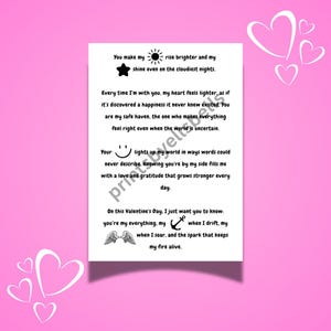 Carta de amor para San Valentin A4 en PDF lista para imprimir - San Valentin - Carta para poner en la tarjeta de un ser querido