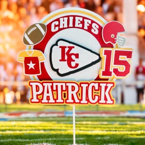 Chiefs Cake Topper/Chiefs decor/Football cake topper/Football birthday decor/Football party decor/Boy birthday/Football bday/Game day
