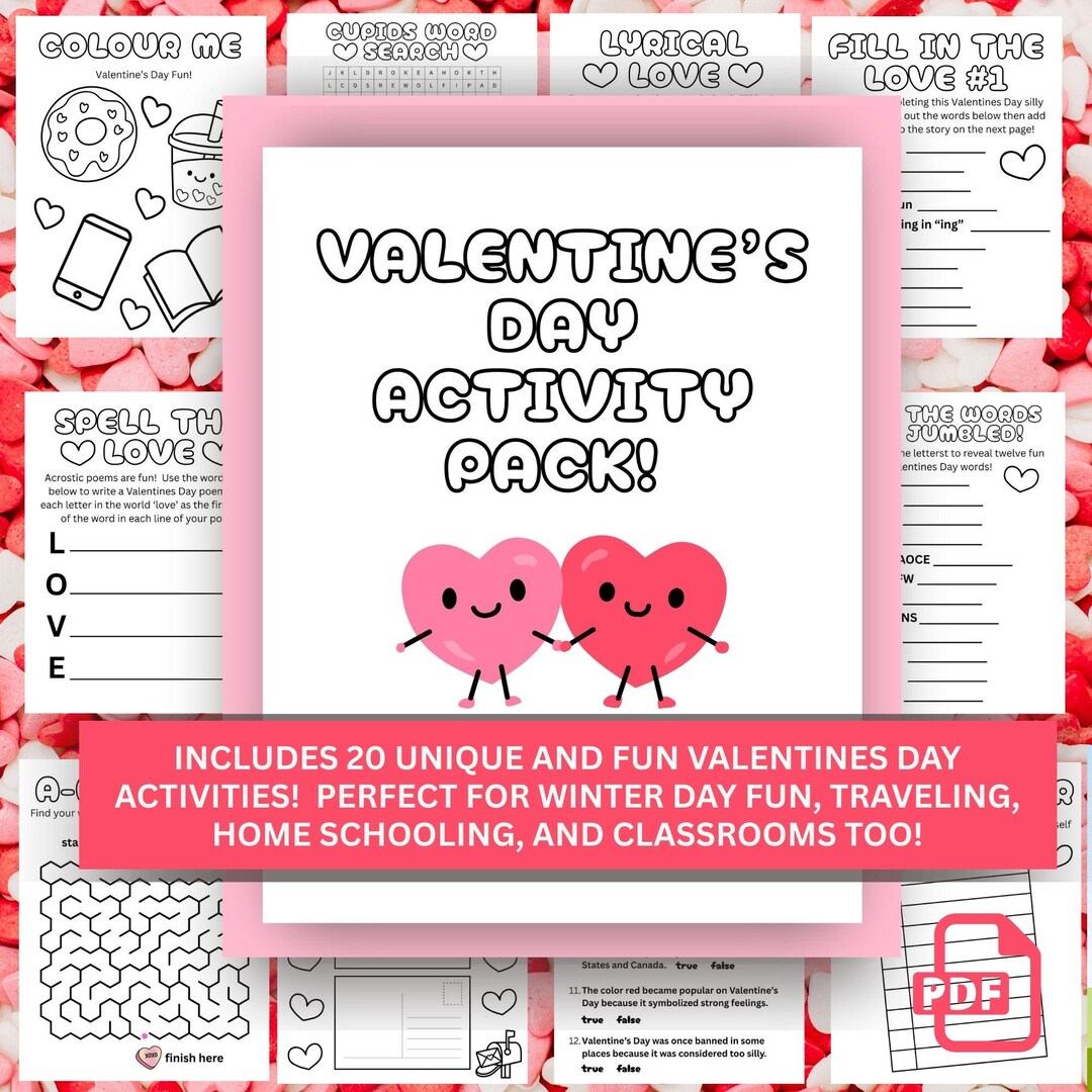 Fun Pdf Ideas Valentine's Day Activity Pack, 20 Kids Games, Screen-free Fun (PDF ...