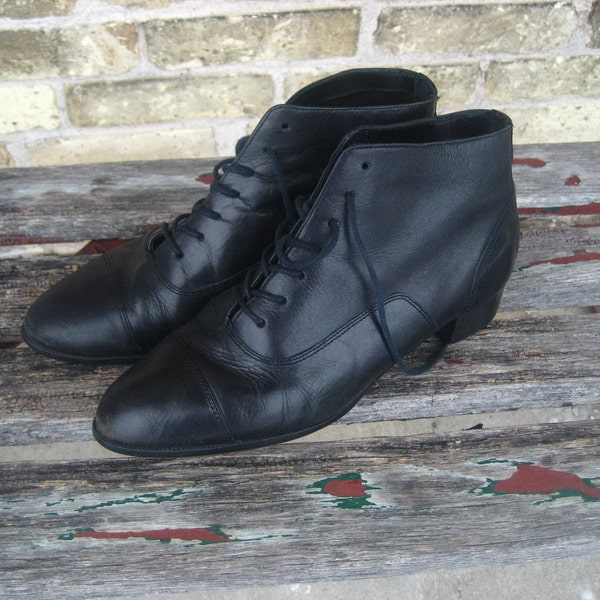 Vintage Black Lace Up Boots