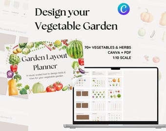 Vegetable Garden Planner | Scaled Layout | Canva & PDF