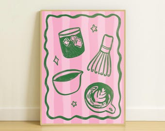 Iced Matcha Poster: Matcha Station Dopamine Decor Trendy Wall Art (Instant Download)