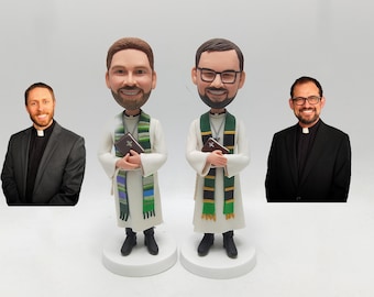 Custom Priest Bobblehead from Photo | Personalized Clergy Figurine Gift for Pastor, Reverend, Ordination, Retirement