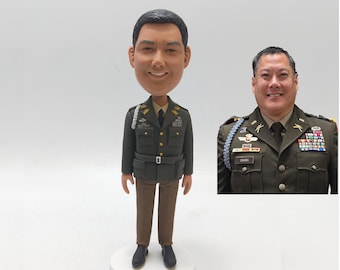 Custom Military Bobblehead from Photo, Personalized Army Figurine Gift, Soldier Retirement or Promotion Keepsake, Handmade Military Gift