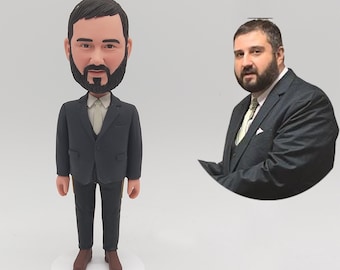 Custom Business Boss Bobblehead From Photo Personalized Groom Suit Man Figurine Office Cake Topper40-019
