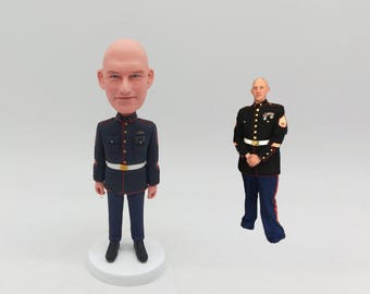 Military Dress Uniform Bobblehead, Custom Figurine from Photo, with Medals & Ribbons