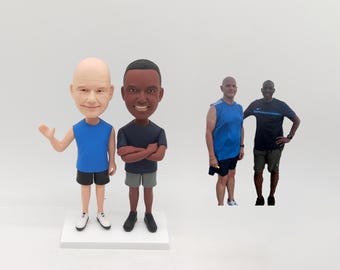 Two Person Bobblehead, Custom Figurine from Photo, Activewear Duo Keepsake