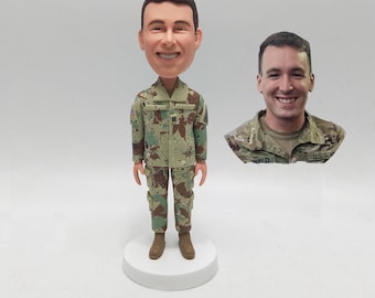 Custom Military Bobblehead from Photo Personalized Army Figurine Gift for Soldier Veterans Day Deployment Homecoming Keepsake
