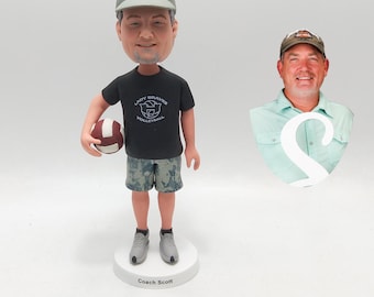 Custom Coach Bobblehead from Photo, Personalized Football  Gift, Sports Coach Figurine for Retirement
