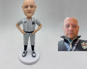Benutzerdefinierte Bobblehead vom Foto, personalisierte Baseballspieler Figur, NY Yankees Uniform Statue