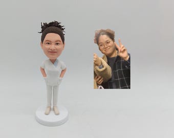Medical Scrubs Bobblehead, Custom Figurine from Photo, Healthcare Worker