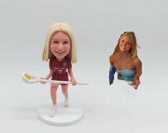Lacrosse Player Bobblehead, Custom Figurine from Photo, Sports Statue Decor