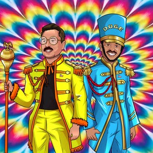 Arte mural digital de la banda del club SGT MAGA de Elon Musk Vivek Ramaswamy