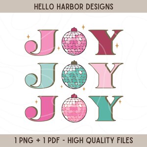 Joy Disco Ball Christmas PNG, Pink Christmas png, Colorful Holiday Design, Groovy Mirror Ball Clipart, POD Digital Download, Xmas, Clip art