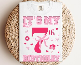 7th Birthday Girl SVG PNG, Coquette Bow Design (Digital Download)