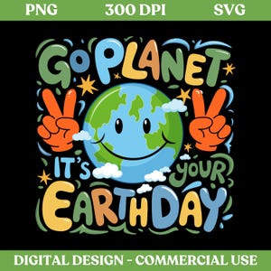 Go Planet, es tu Día de la Tierra, PNG, Svg, Día de la Tierra todos los días, Png, Día de la Tierra, Salva el Planeta, Svg, Día de la Tierra, Png, Diseño de sublimación
