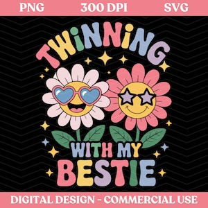 Twining With My Bestie Svg Png, Zwillinge Tag Freund SVG, Bestie svg png, Zwillinge Tag Freund SVG, Bester Freund Geschenk, Retro Cricut