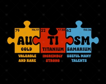Autism Periodic Table SVG PNG, Awareness Support (Digital File)