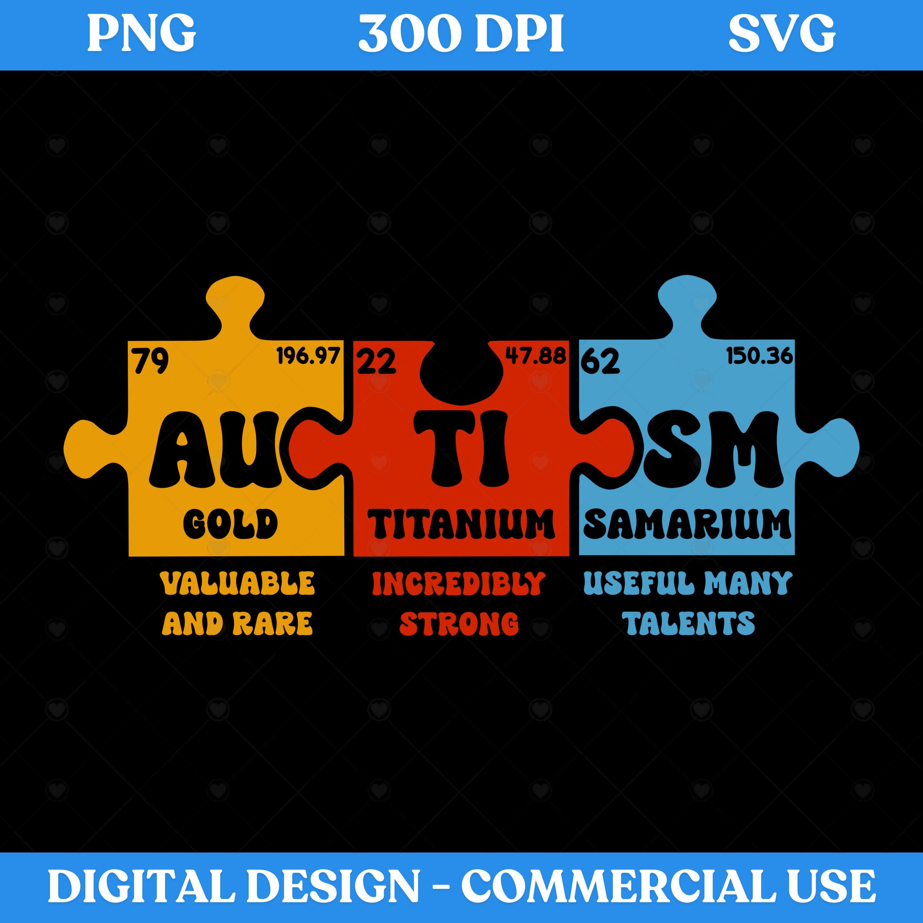 Autistic In Elements Autism Periodic Table SVG PNG, Awareness Support (digital File) - Etsy