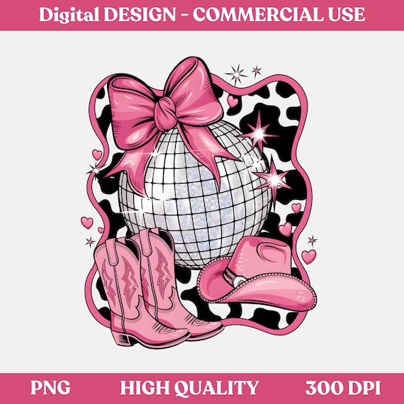 Pink Western Disco Cowgirl PNG | Boots, Hat, Dance Party (Digital Download)