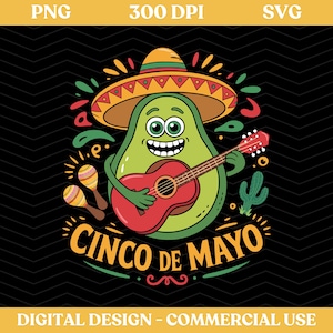 Avocado Cinco De Mayo Png Svg Sublimation Design Download, Western Cinco De Mayo Png, Mexico Png, Fiesta Png, Sublimate Designs Download