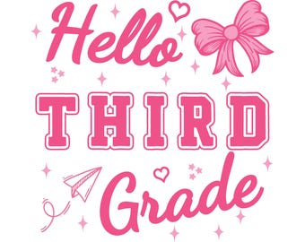 Hola Tercer Grado SVG – Diseño de Camiseta Rosa para la Vuelta al Cole (Descarga Digital)