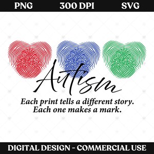 Fingerprint Autism, Each Print Tells A Different Story Png, Autism svg, Autism Awareness Png, Neurodiversity svg, Instant digital Download