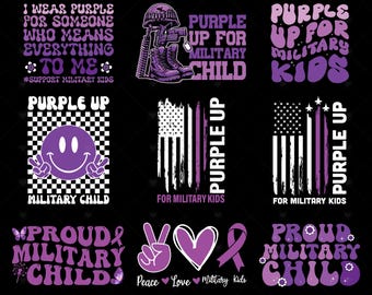 Bundle Purple Up For Military Kids Svg Png, Military Family Svg, Proud Of Military Children Svg, military child svg, We Wear Purple Svg