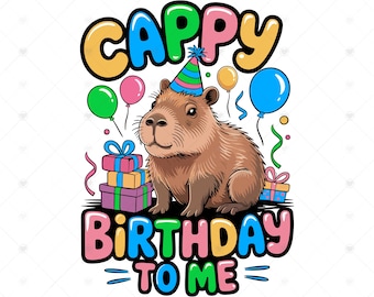 Cute Capybara Birthday Clipart – Funny Animal Design (Digital Download)