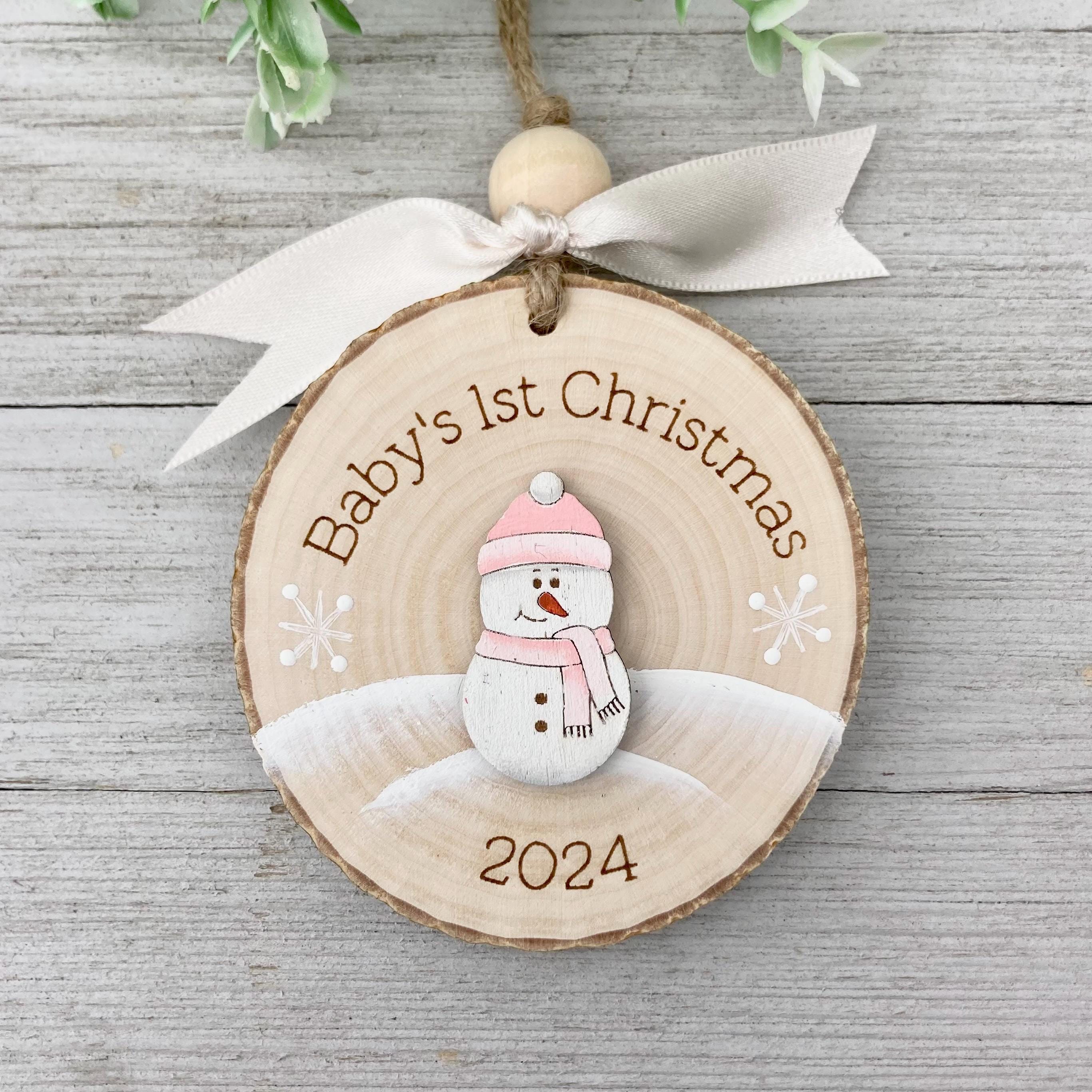Baby&#39;s First Christmas Ornament~ Baby Ornament~ Baby Snowman~ Baby Boy~ Baby Girl~ Personalized Baby Ornament~ New Baby Gift~ Wood Slice