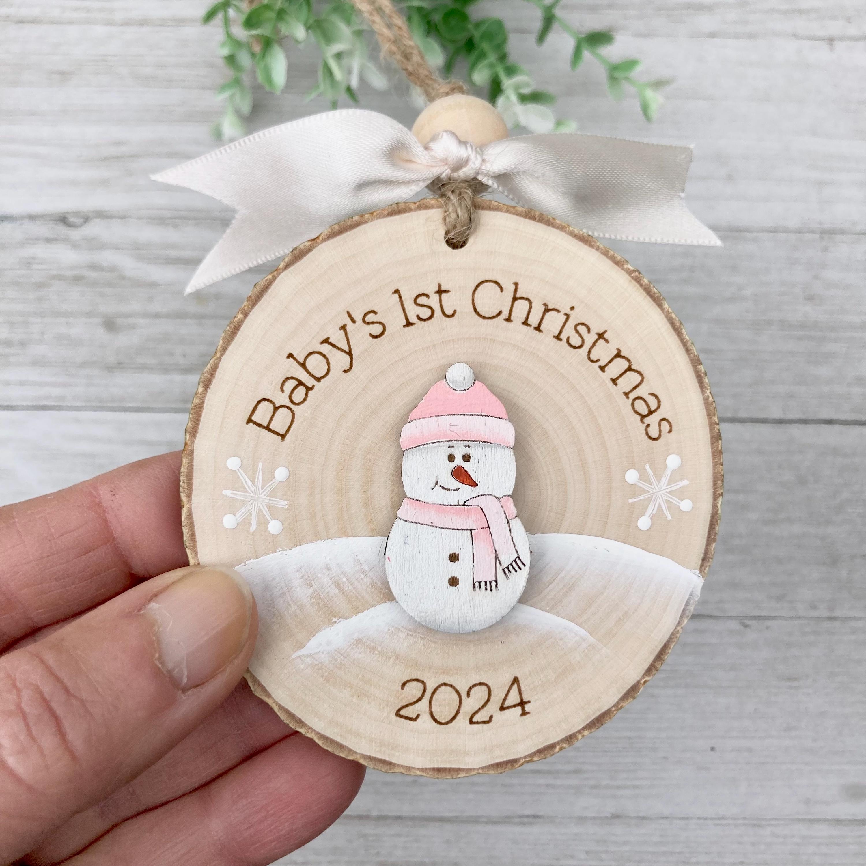 Baby&#39;s First Christmas Ornament~ Baby Ornament~ Baby Snowman~ Baby Boy~ Baby Girl~ Personalized Baby Ornament~ New Baby Gift~ Wood Slice