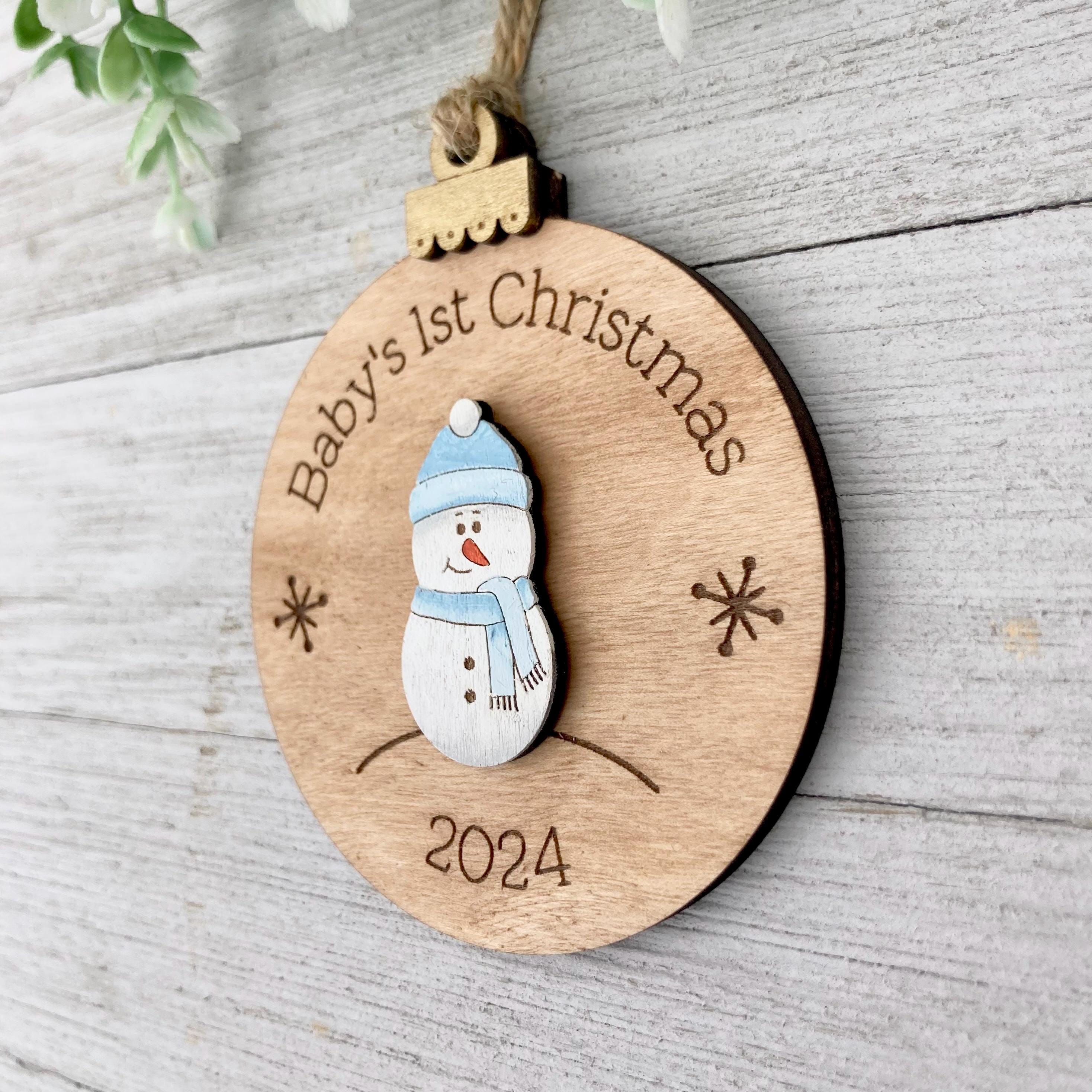 Baby&#39;s First Christmas Ornament~ Baby Ornament~ Baby Snowman~ Baby Boy~ Baby Girl~ Personalized Baby Ornament~ New Baby Gift~ Wood Slice