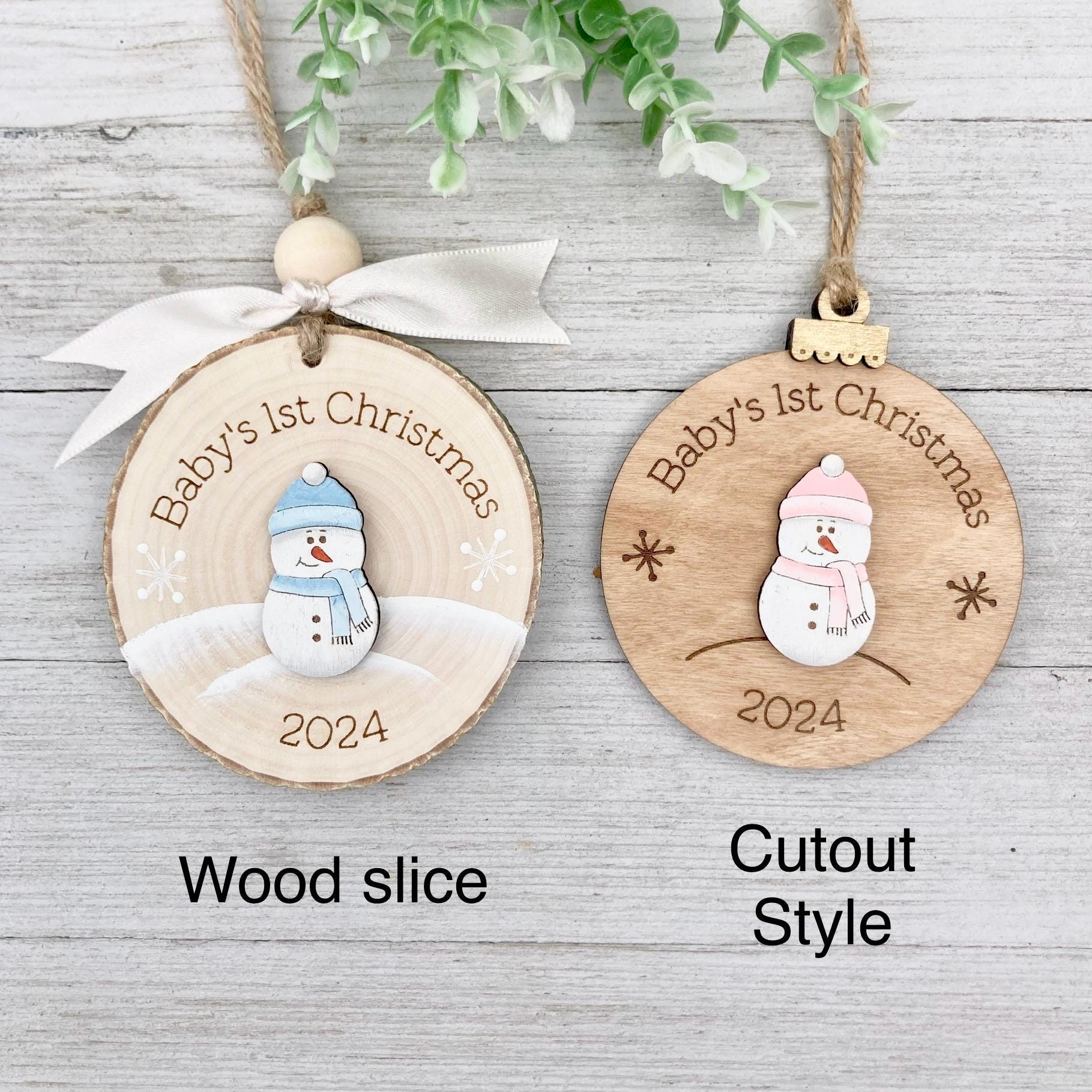 Baby&#39;s First Christmas Ornament~ Baby Ornament~ Baby Snowman~ Baby Boy~ Baby Girl~ Personalized Baby Ornament~ New Baby Gift~ Wood Slice