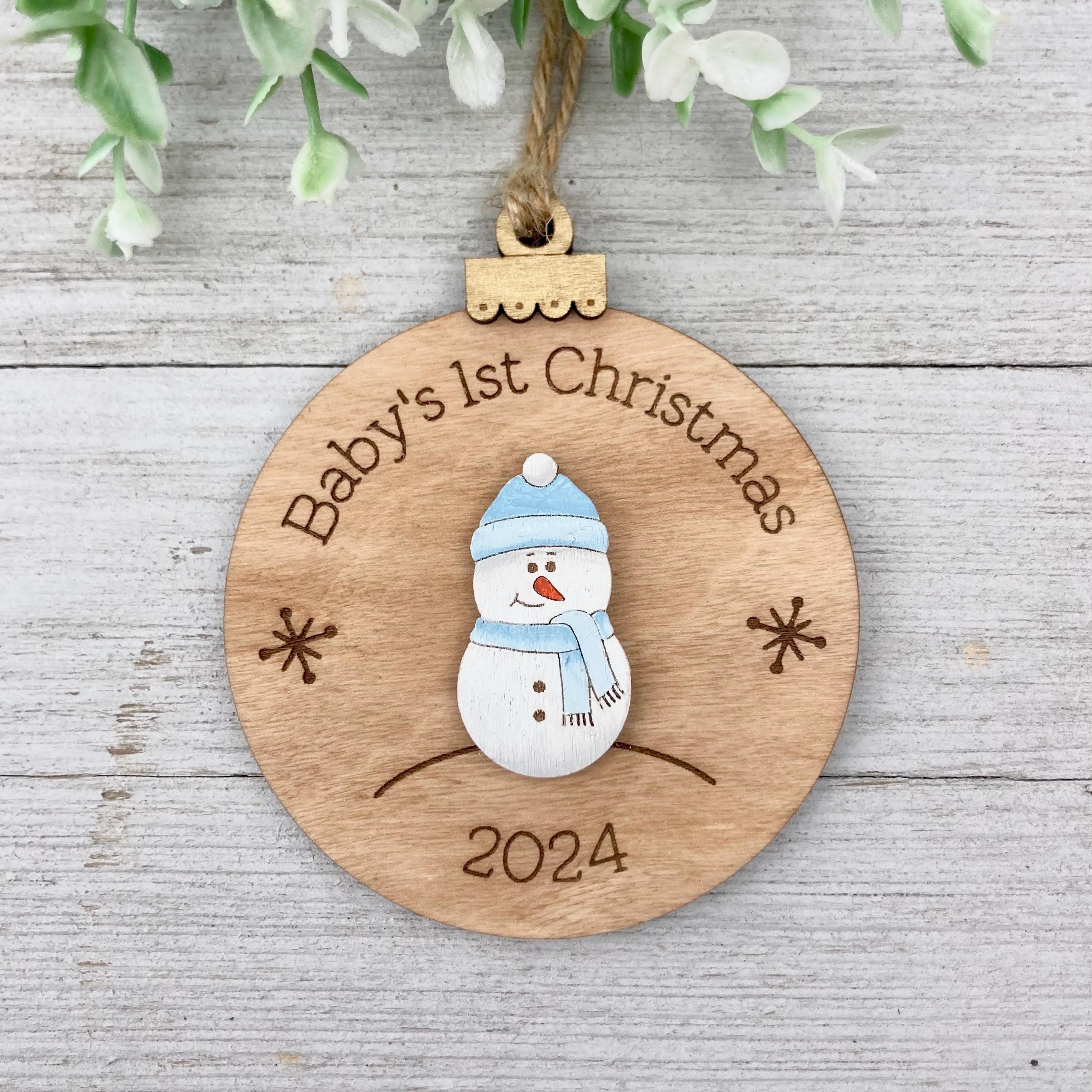 Baby&#39;s First Christmas Ornament~ Baby Ornament~ Baby Snowman~ Baby Boy~ Baby Girl~ Personalized Baby Ornament~ New Baby Gift~ Wood Slice