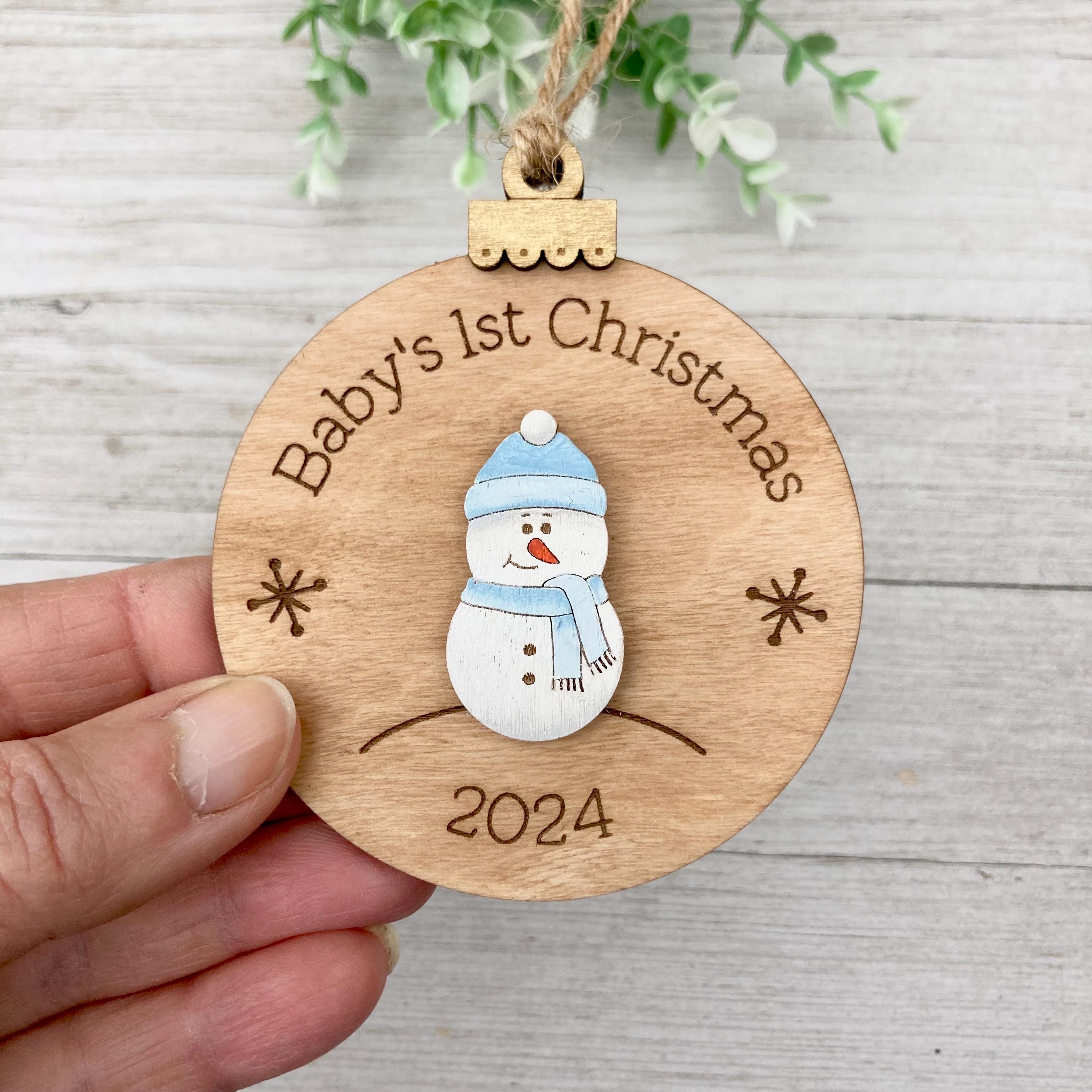 Baby&#39;s First Christmas Ornament~ Baby Ornament~ Baby Snowman~ Baby Boy~ Baby Girl~ Personalized Baby Ornament~ New Baby Gift~ Wood Slice