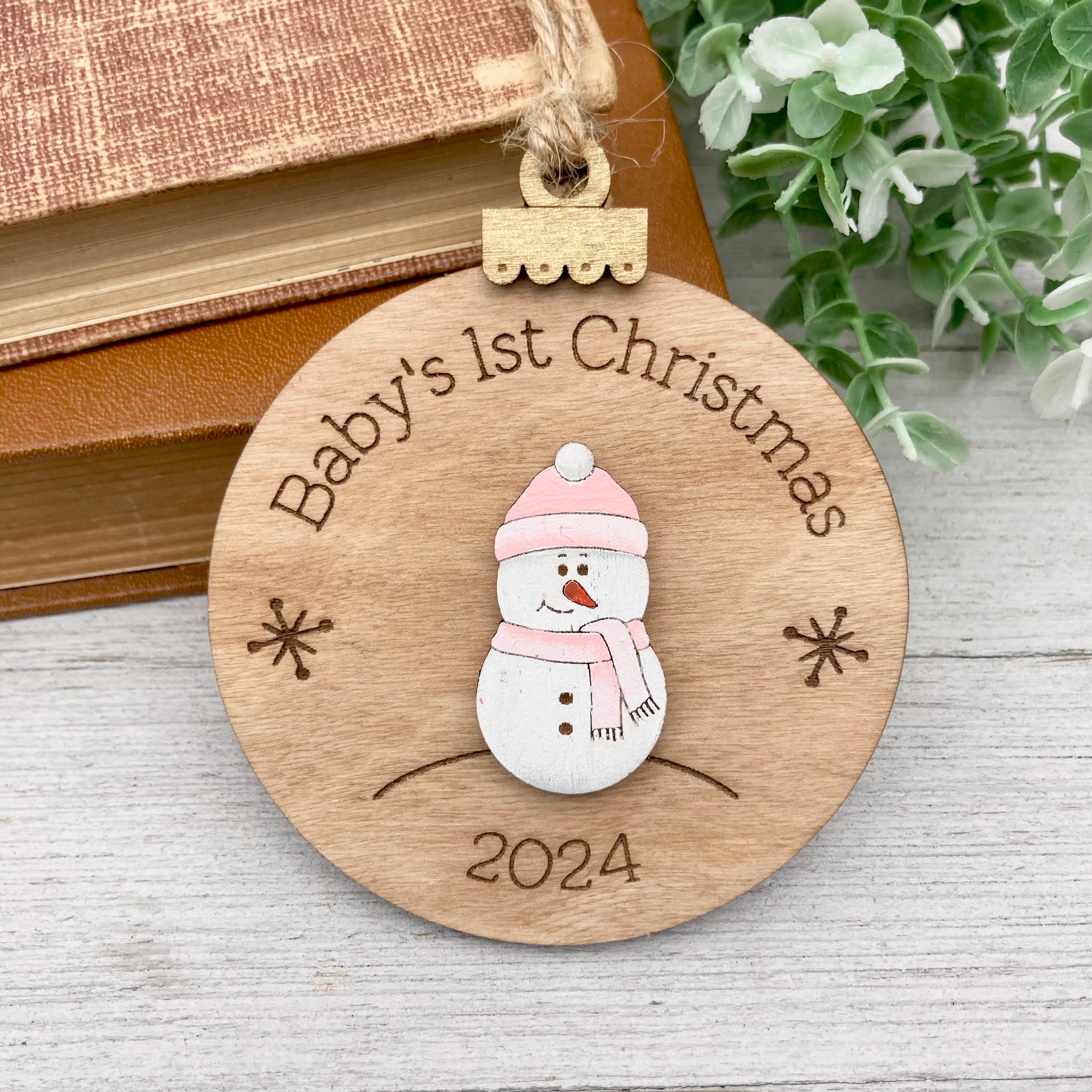 Baby&#39;s First Christmas Ornament~ Baby Ornament~ Baby Snowman~ Baby Boy~ Baby Girl~ Personalized Baby Ornament~ New Baby Gift~ Wood Slice