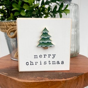 Mini Merry Christmas Tree Sign, Christmas Decor, Christmas Tree Decor, Small Tree Block, Tiered Tray Decor, Farmhouse Decor, Christmas Gift