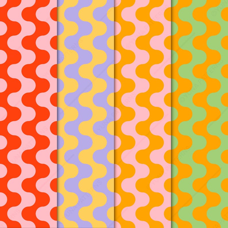 Retro Wavy Lines Seamless Pattern, Groovy 70s Design, Bold Mid Century ...