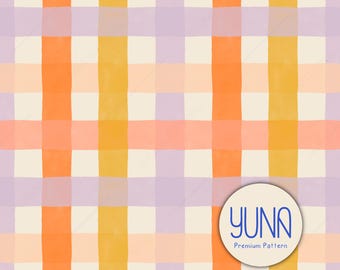 Watercolor Gingham Seamless Repeat Pattern, Pastel Spring Plaid, Easter Digital Paper, Nursery Fabric Print