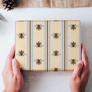 Striped Bee Seamless Repeating Pattern – Brown & Blue Honeybee Repeat ...