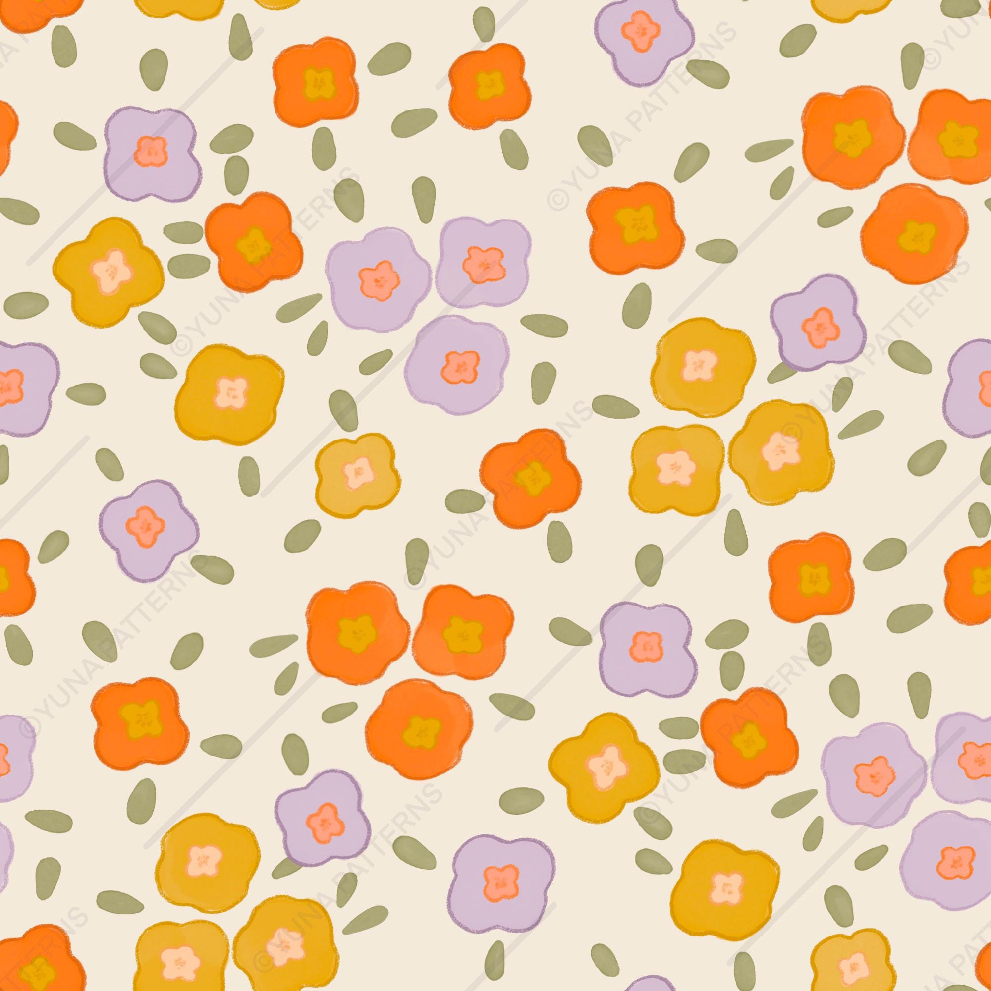 Ditsy Floral Seamless Pattern - Soft Pastel Spring Flowers Digital ...