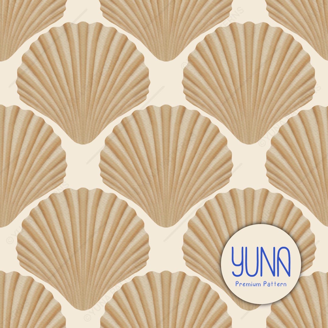Scallop Shell Seamless Pattern, Coastal Fabric and Wallpaper Design ...