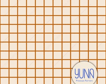 Brown Square Grid Seamless Pattern, Minimal Checkers Digital Paper, Download File for Commercial Use