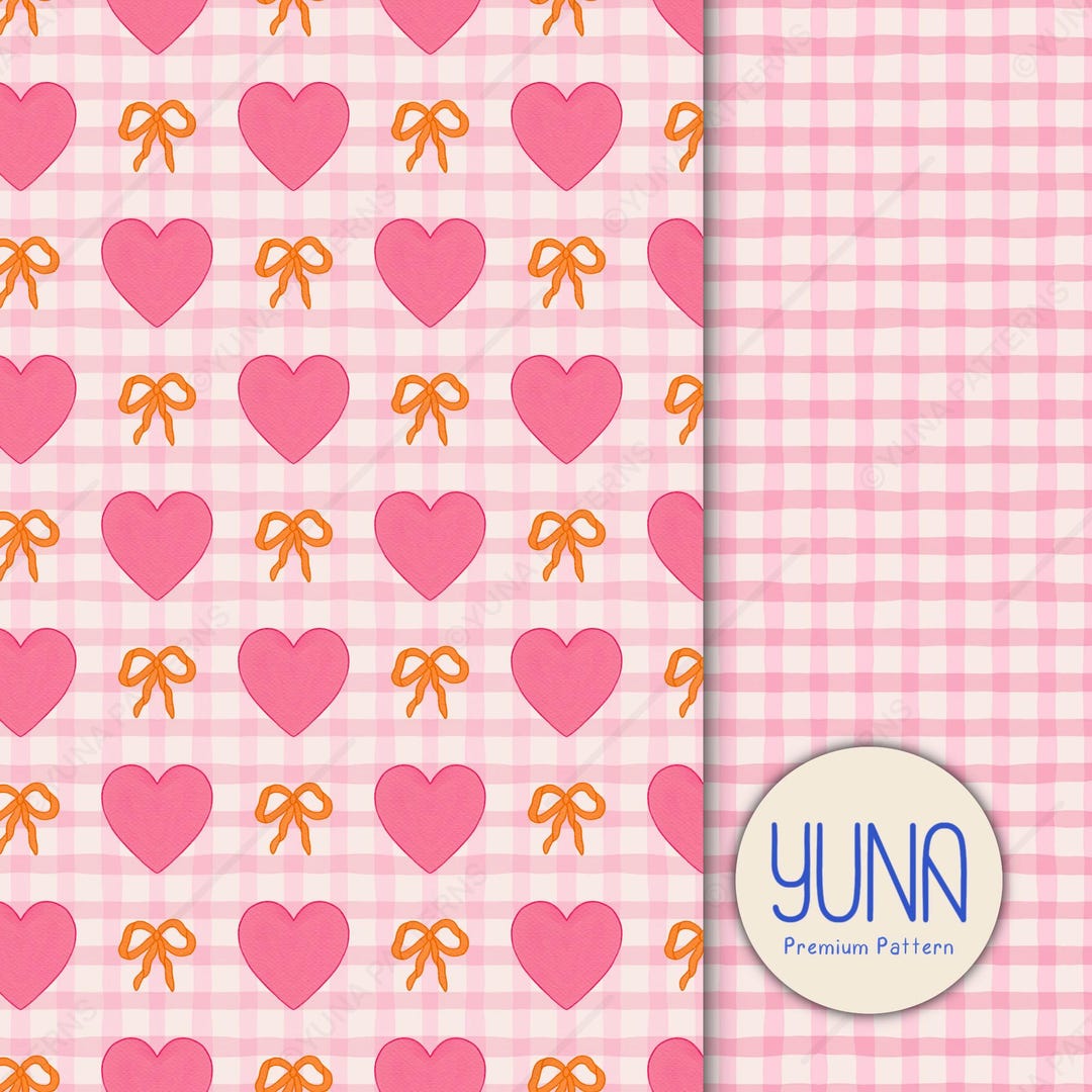 Pink Valentine Hearts Seamless Pattern, Coquette Bows Digital Paper ...