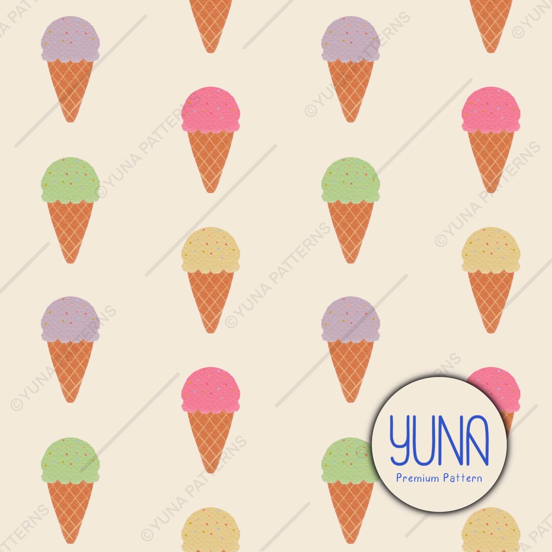 Ice Pattern Repeating Ice Cream Seamless Repeat Pattern, Pastel Summer Digital Paper for ...