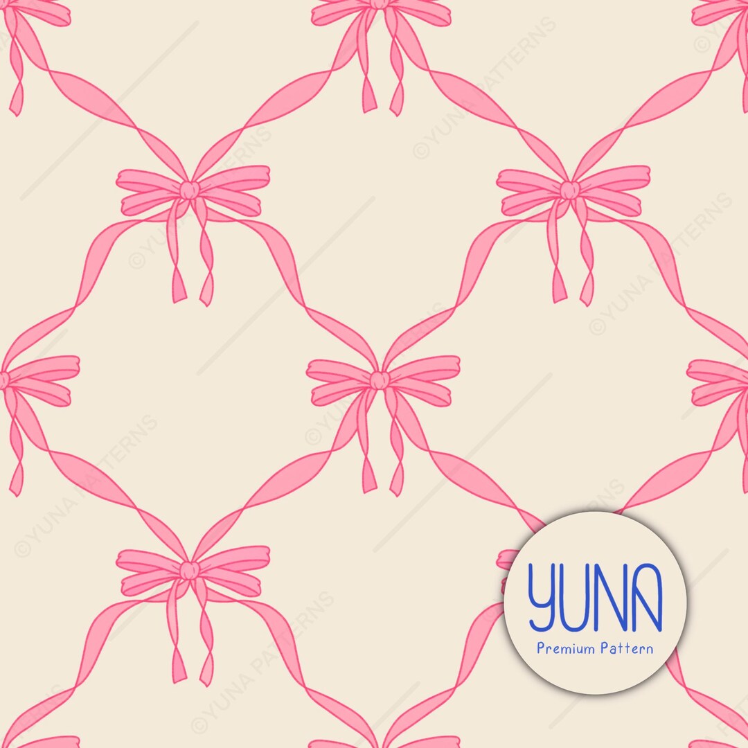 Pink Ribbon Bow Seamless Pattern, Coquette Lattice Digital Paper File ...
