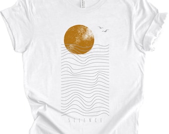 Minimalist Sun Waves T-Shirt: Peaceful Nature Tee