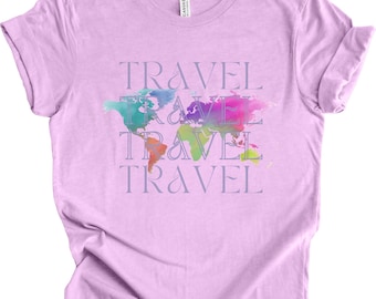 Colorful World Map T-Shirt: Travel Adventure Tee