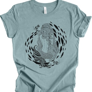 Mermaid & Fish Graphic Tee: Ocean Lover Gift