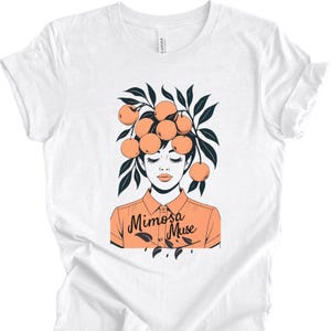 Mimosa Liebhaber T-Shirt Spaß Mimosa Shirt Künstlerisches Grafik T-Shirt für Bester Freund Brunch Shirt Sommer Festival Shirt Tag trinkendes T-Shirt Mimosa Muse Tee